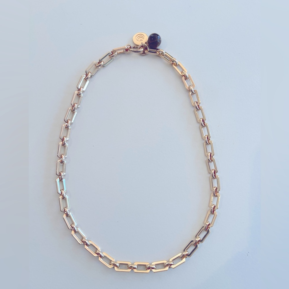 NEW Jane Win square link chain tortoise bead